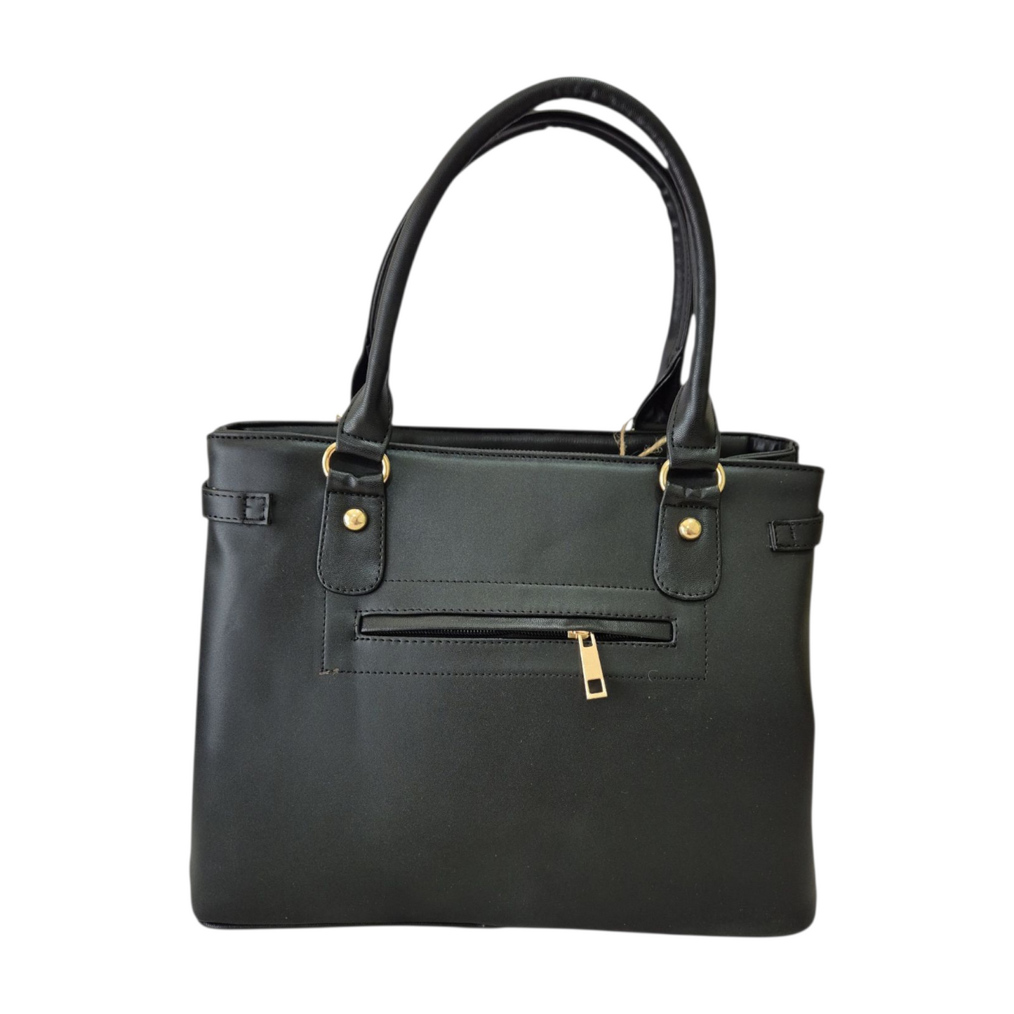 Bolsa de mano negra con diseño divertido y moderno