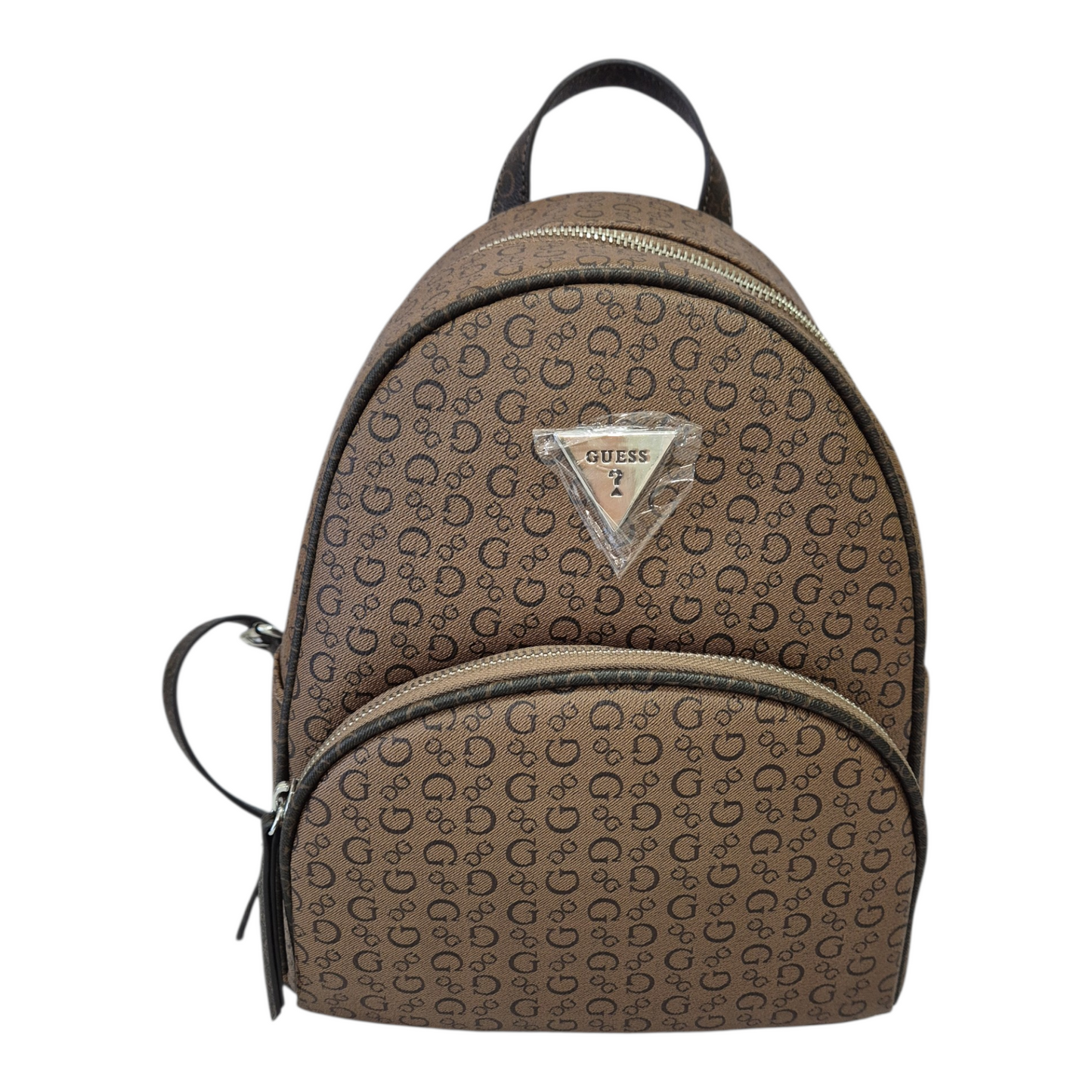 Mochila Guess café con monograma y logo original