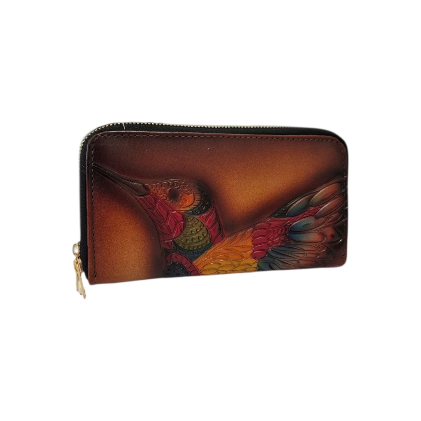 Billetera Artesanal de Piel con Diseño de Colibrí Cartera Hecha a Mano