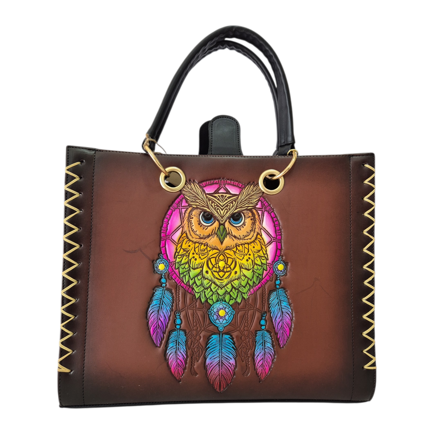 Bolsa Artesanal Atrapasueños con Búho – Diseño Único Multicolor