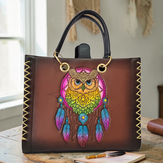 Bolsa Artesanal Atrapasueños con Búho – Diseño Único Multicolor