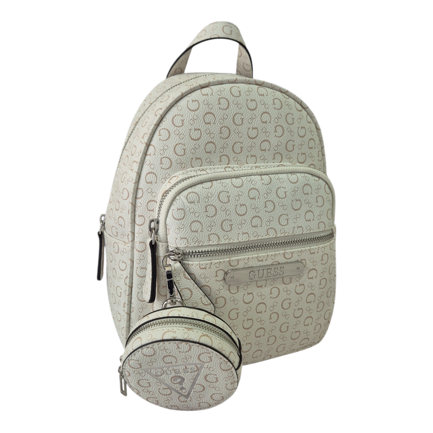 Mochila Guess Original Beige con Monograma y Monedero