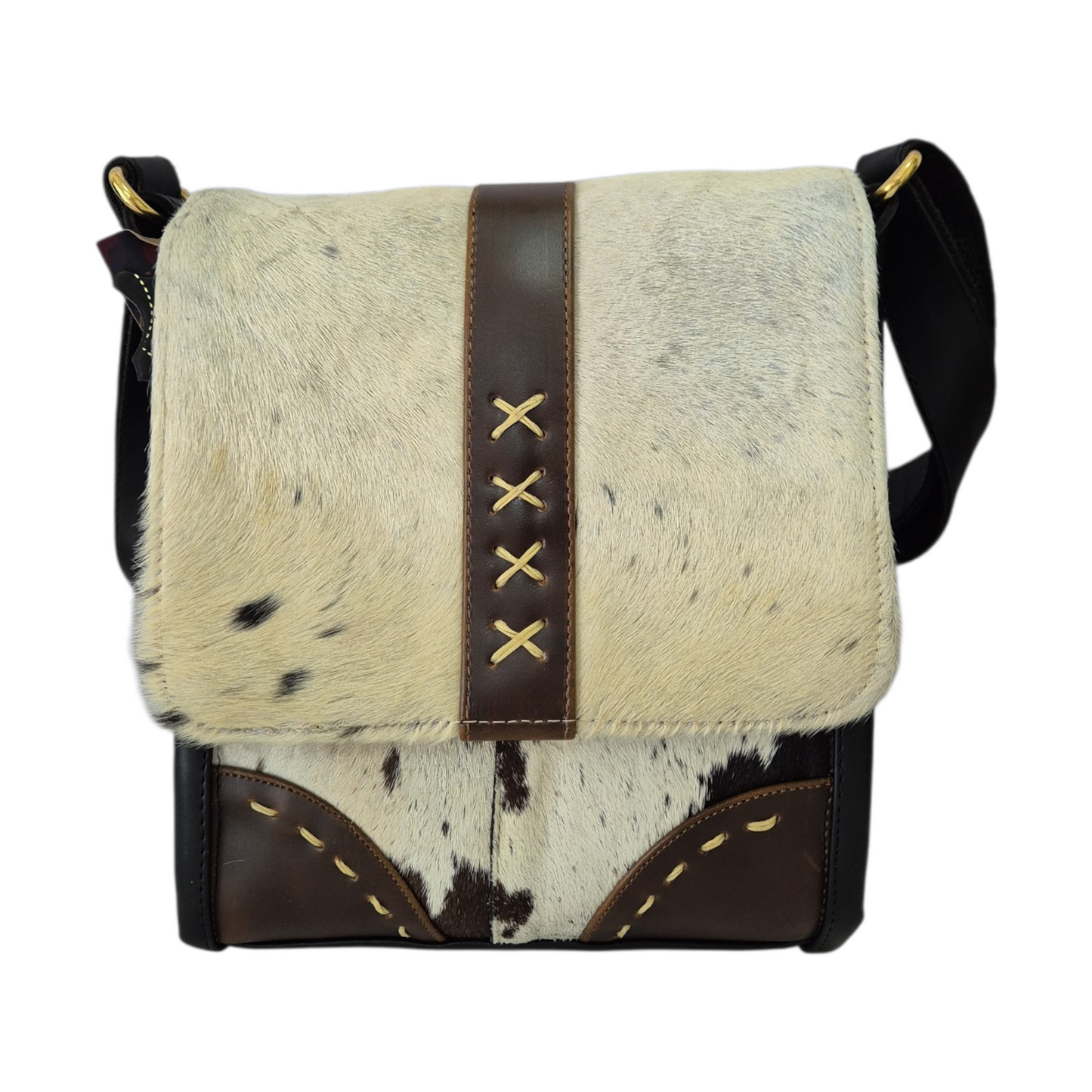 Bolsa Crossbody Bandolera de Piel con Pelo Natural Multitono Único