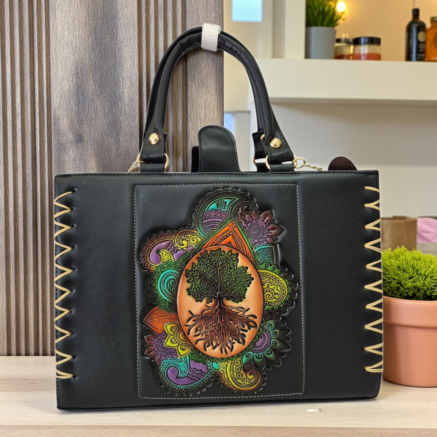 Bolsa artesanal Árbol de la Vida – Elegancia y energía natural