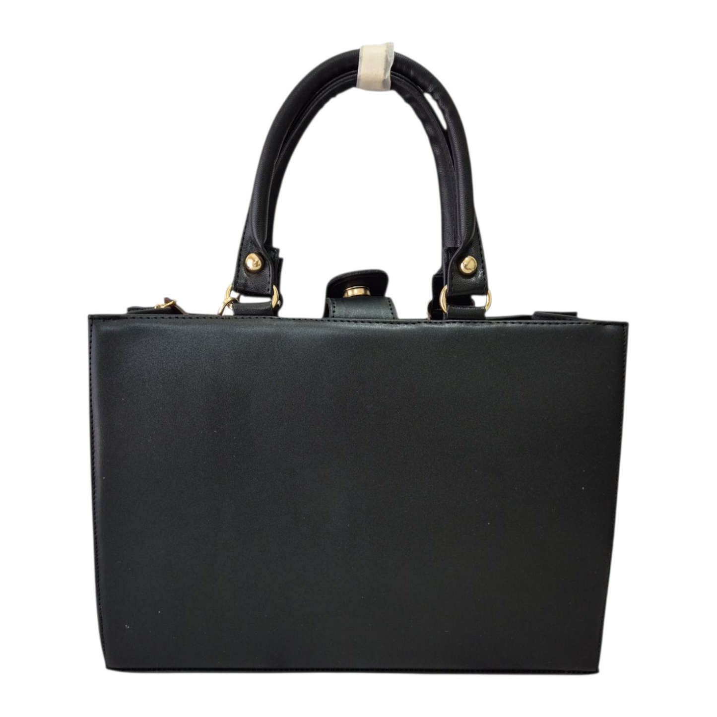 Bolsa de mano negra con diseño en relieve  incluye cosmetiquera