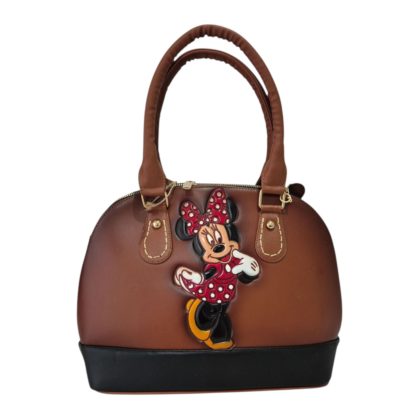 Bolsa marron artesanal Doble asa reforzada Diseño único en relieve Moda casual elegante