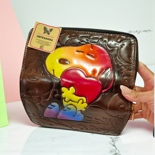 Billetera artesanal grabada con diseño colorido – 12 tarjeteros y 4 compartimentos para billetes