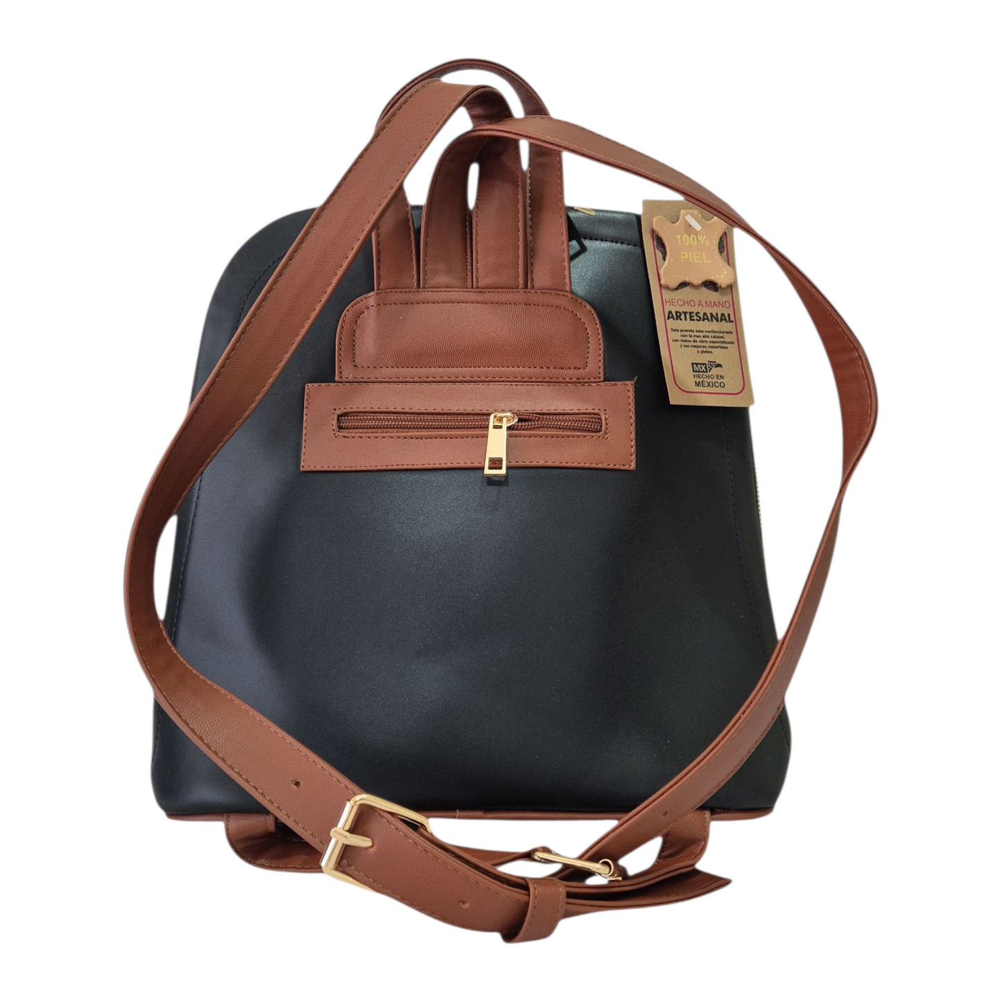 Mochila artesanal color chocolate grabada con diseño tierno