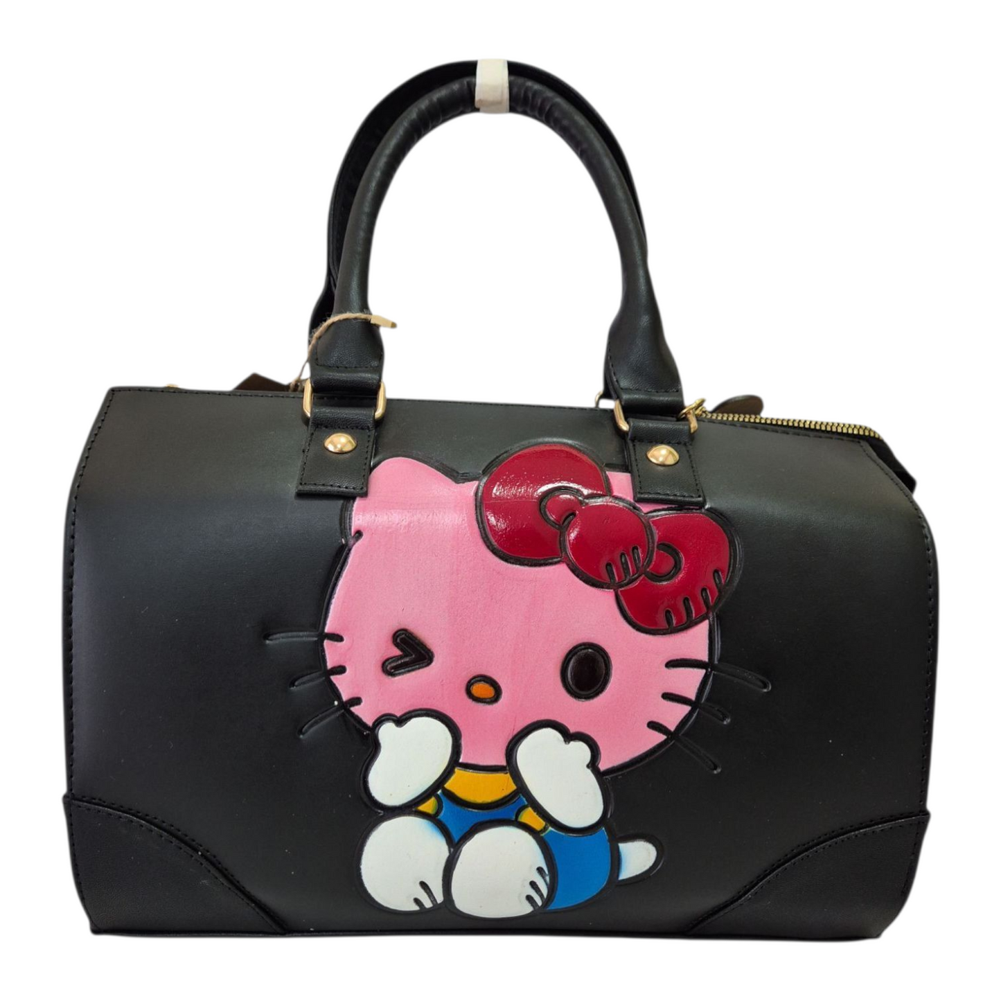 Bolsa artesanal con personaje tierno grabado a mano
