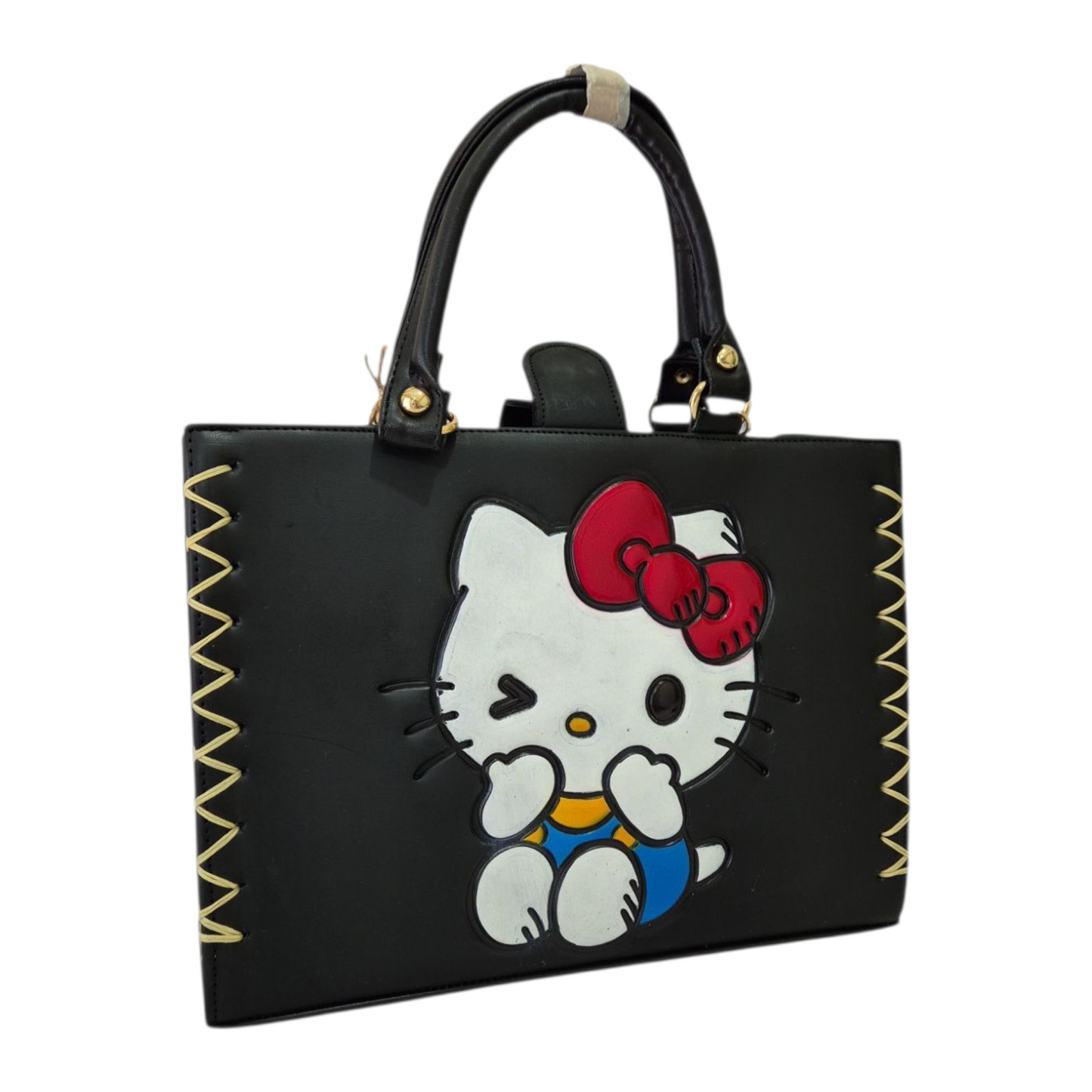 Bolsa artesanal con diseño de personaje tierno inlcuye cosmetiquera