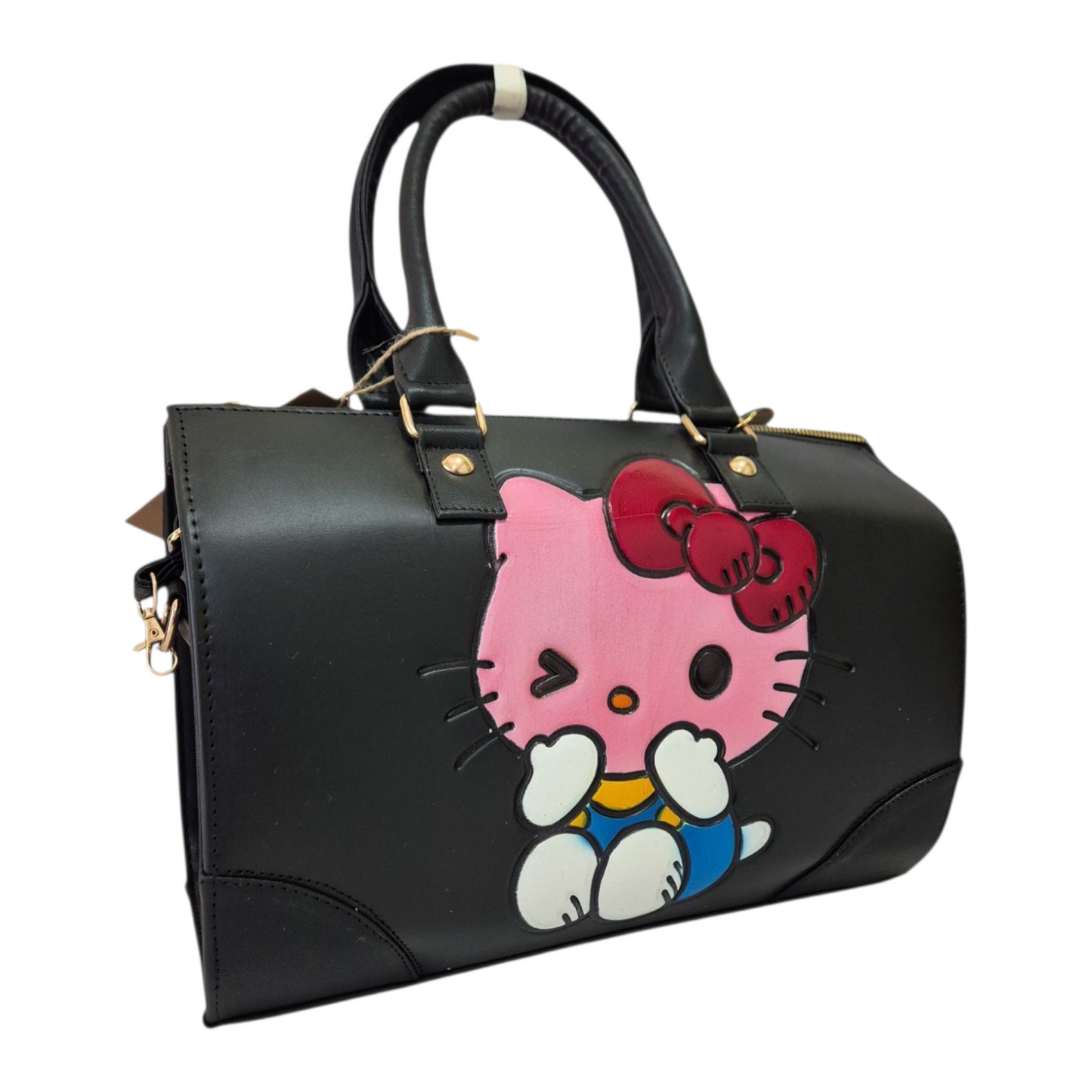 Bolsa artesanal con personaje tierno grabado a mano