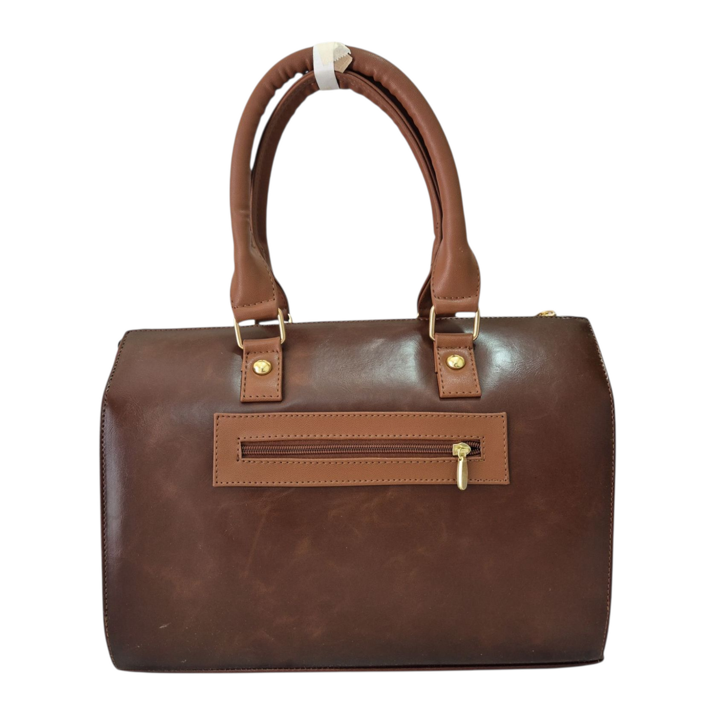 Bolsa de mano café con girasoles y mariposa grabados a color – elegante y artesanal