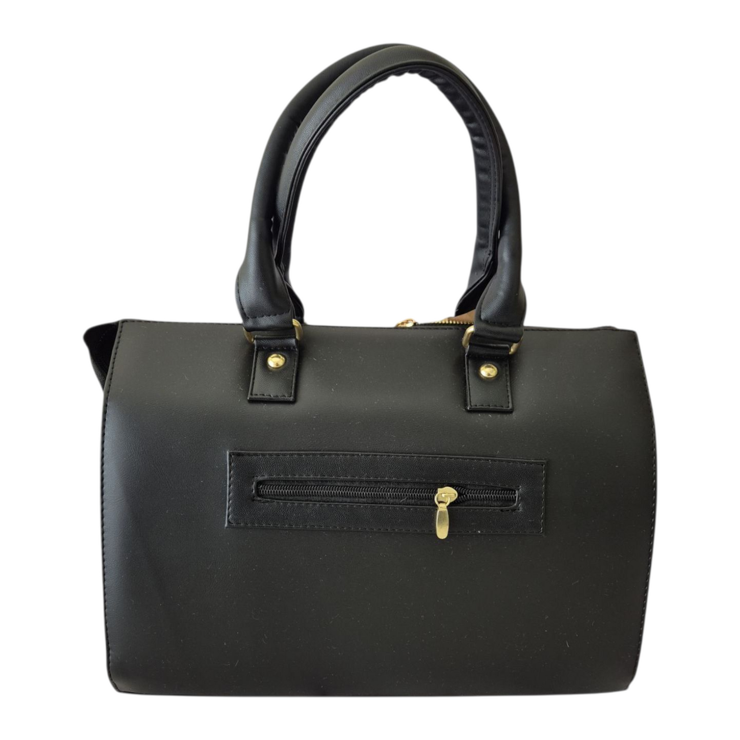 Black handbag with a handmade Fatima's Hand design – Elegant bohemian style