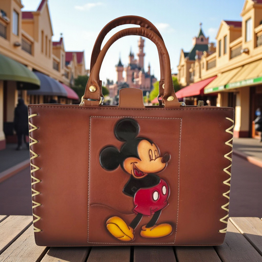 Bolsa artesanal con grabado de personaje clásico