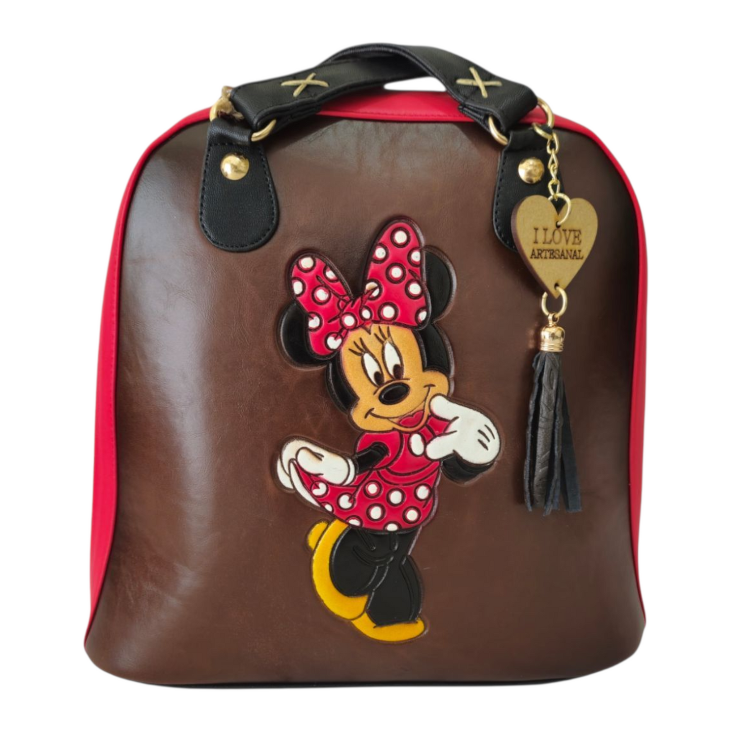 Bolsa artesanal convertible en mochila con diseño animado