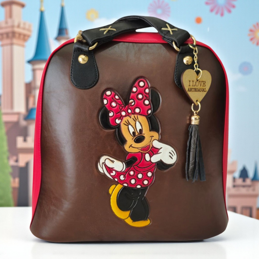 Bolsa artesanal convertible en mochila con diseño animado