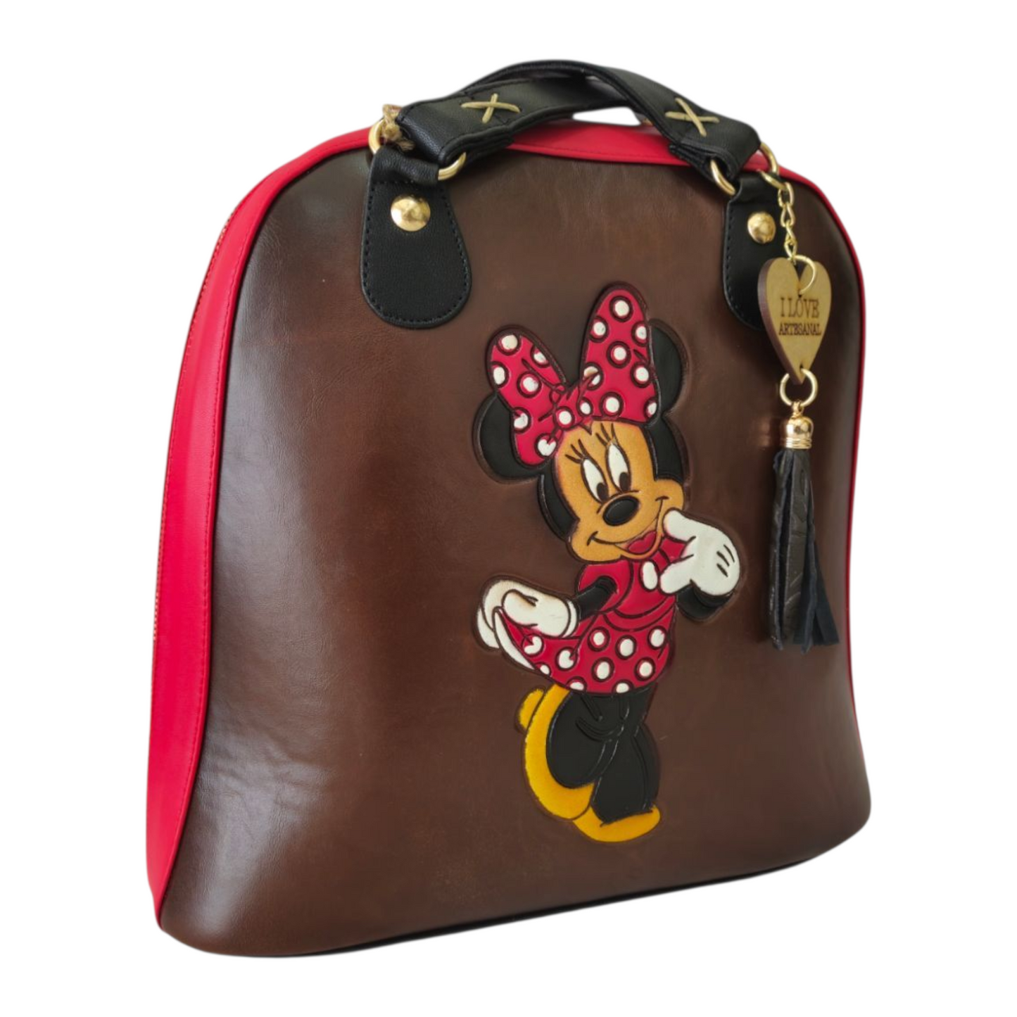 Bolsa artesanal convertible en mochila con diseño animado