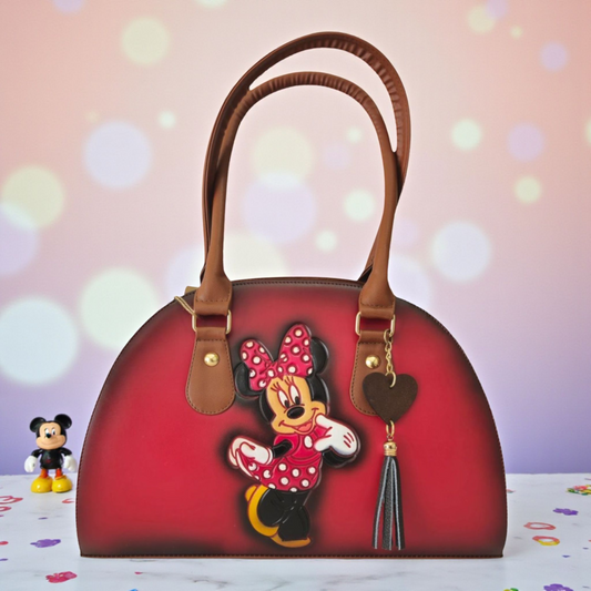 Bolsa artesanal con diseño animado, dos compartimentos y asa larga ajustable