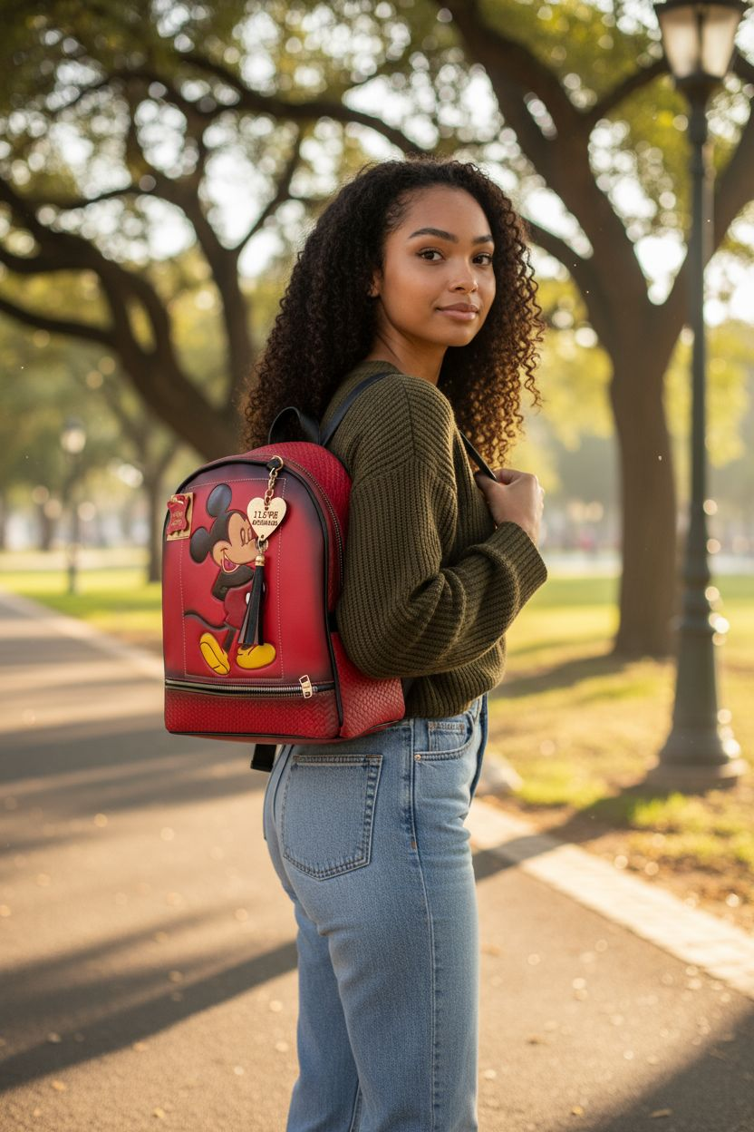 Mochila casual artesanal con diseño animado