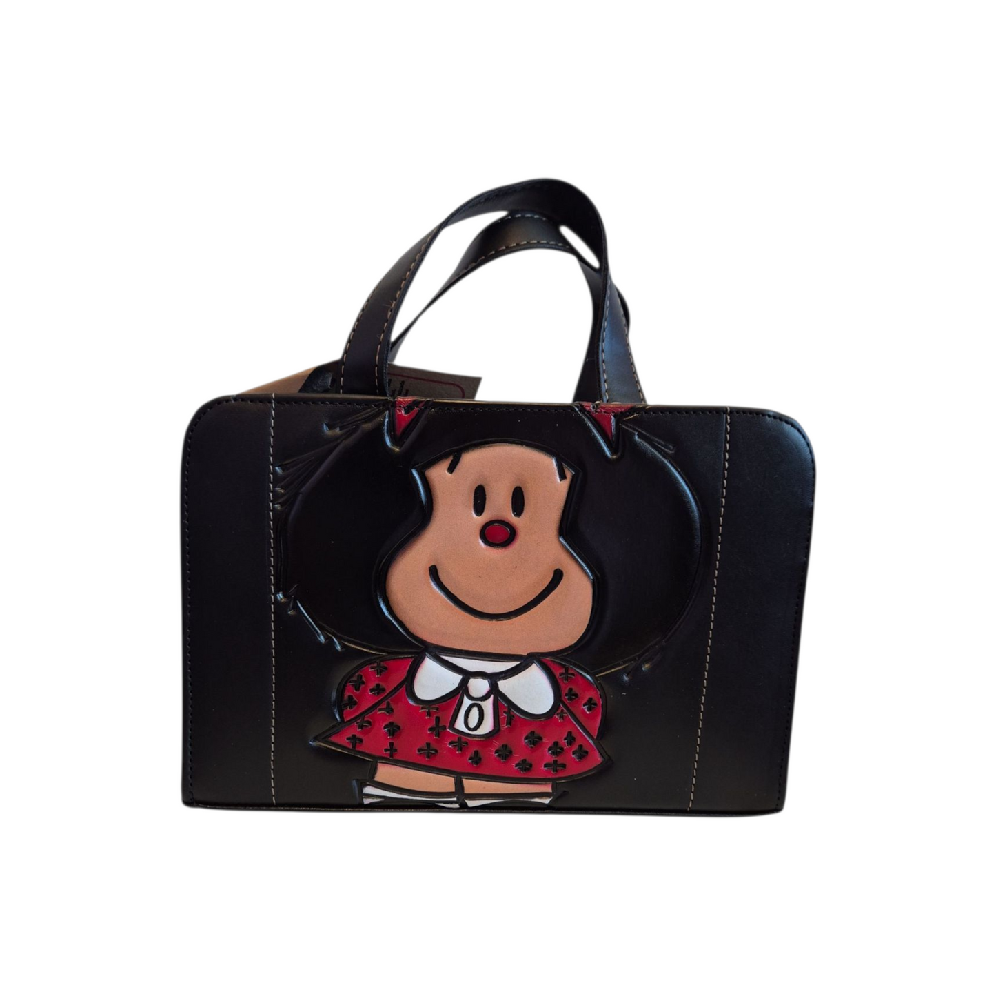 Bolsa crossbody artesanal grabada con iconico personaje alegre