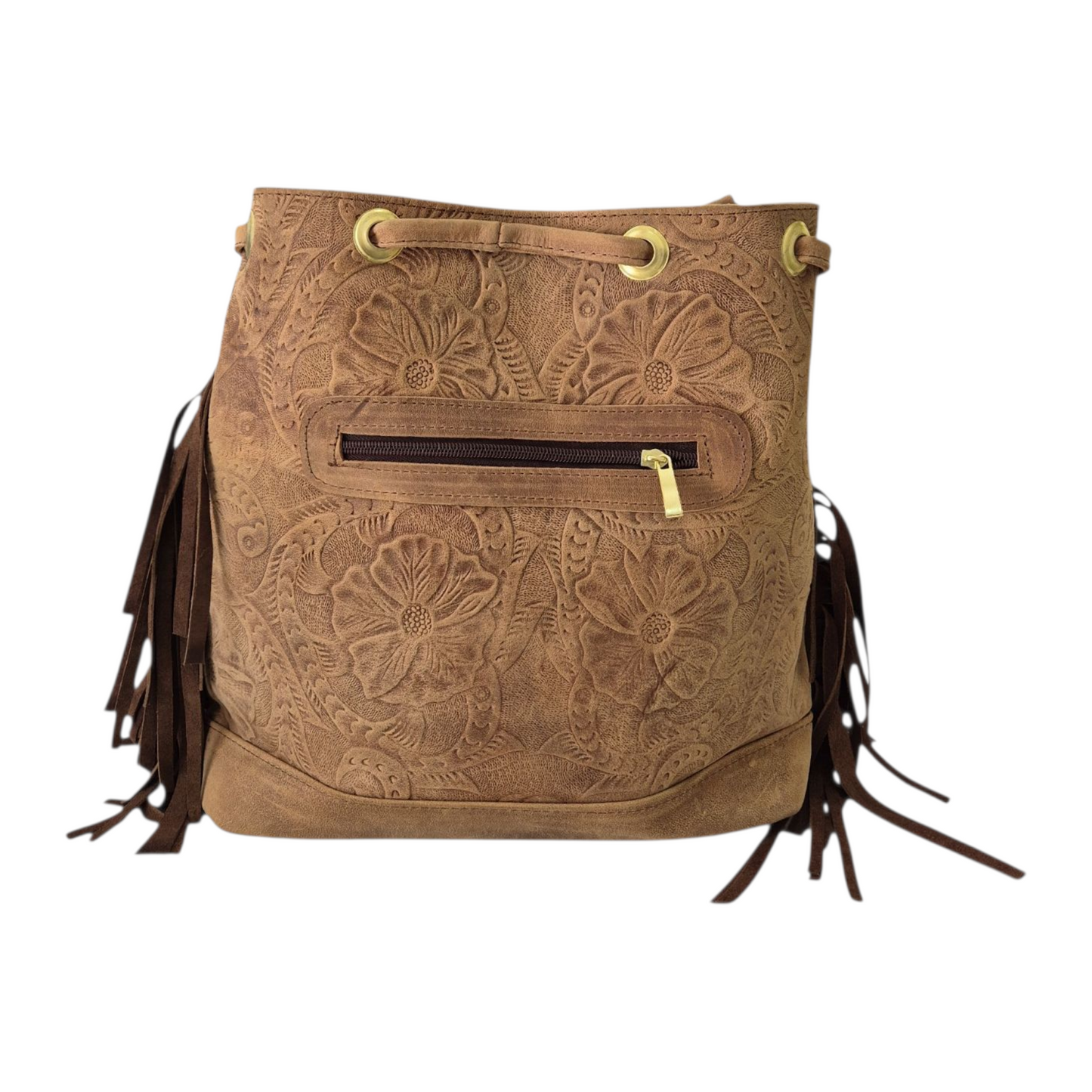 Morral artesanal de piel con flecos – hecho a mano en pelo natural