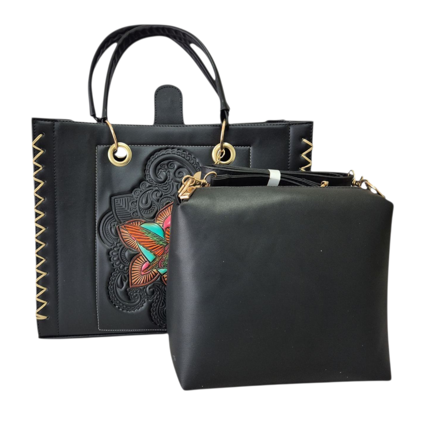 Bolsa grabada con colibrí - Elegancia y color en cada detalle