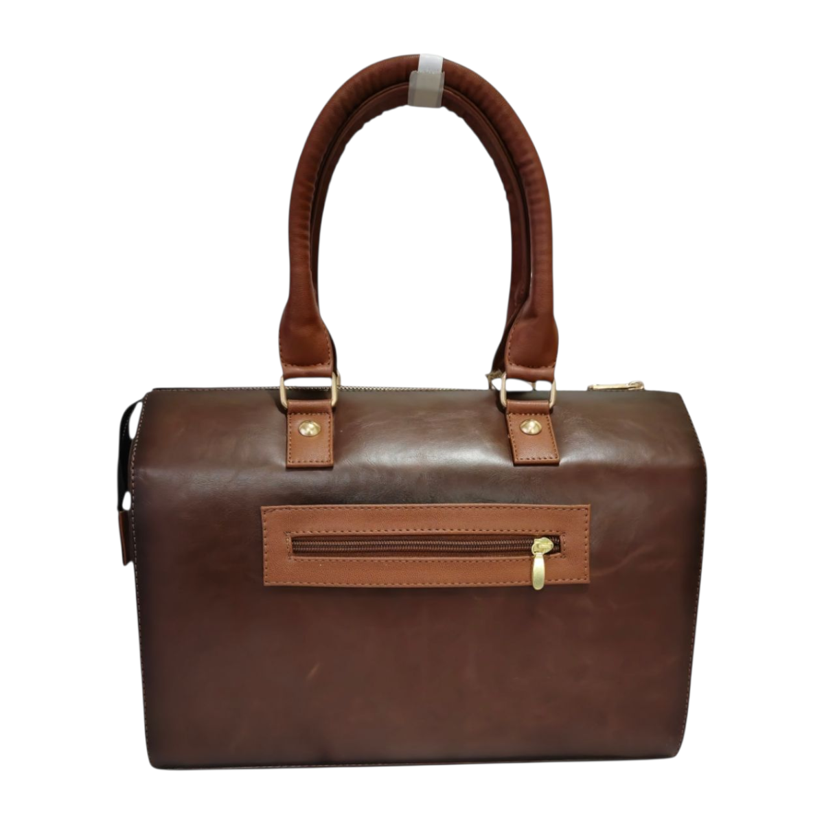 Bolsa artesanal color café con diseño de calavera y flores grabadas a mano estilo mexicano