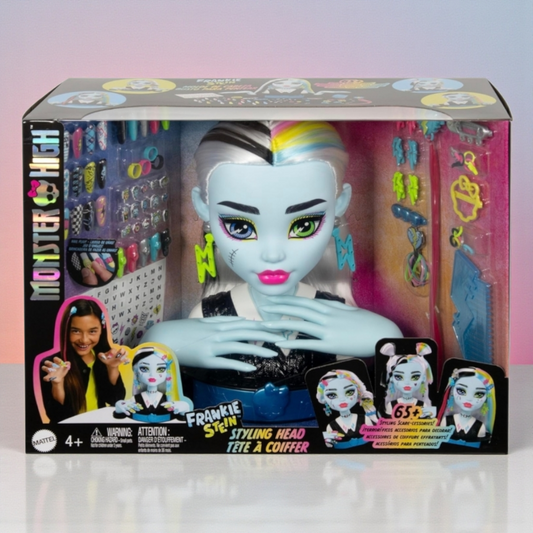Monster High Frankie Stein Cabeza para Peinar con 65+ Accesorios y Uñas Decorativas