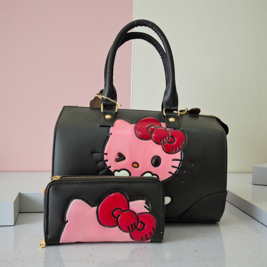 Bolso Estilo Kawaii Negro con Billetera
