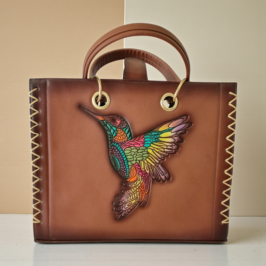 Bolso de Mano para Mujer con Diseño de Colibrí en Relieve