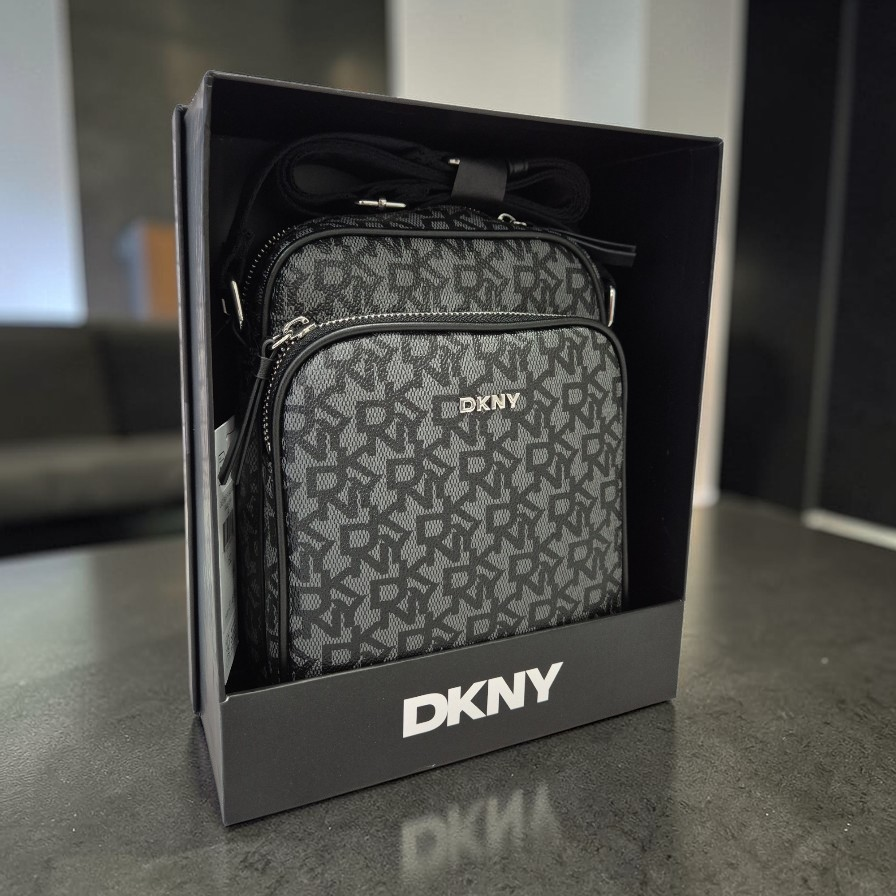 Bolsa Crossbody DKNY Negra Monograma con Caja Original