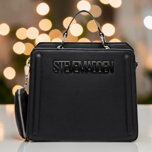 Bolsa Steve Madden Negra con Asa de Mano y Correa Crossbody Ajustable