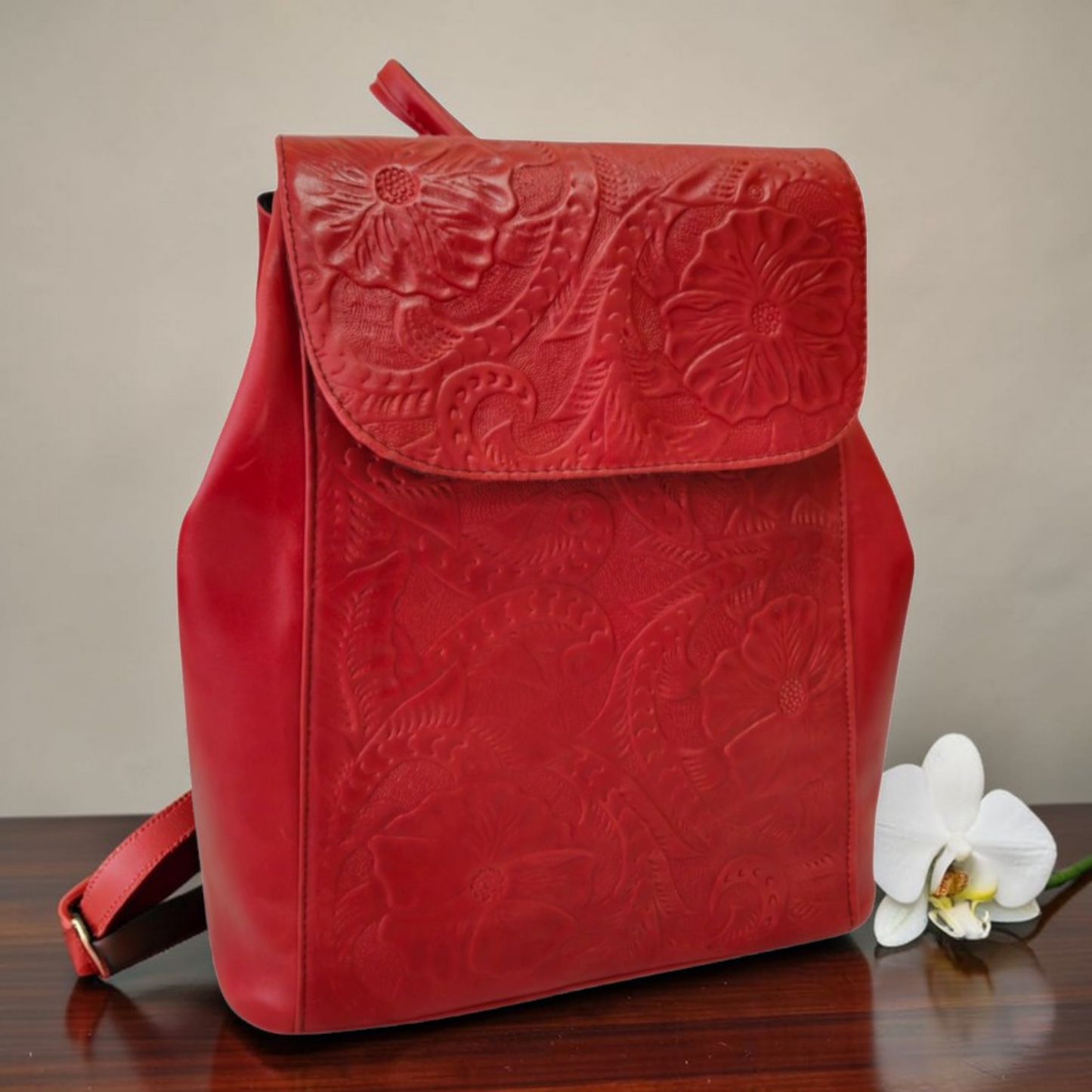 Handmade Leather Backpack – Cheerful Design and Hand-Painted