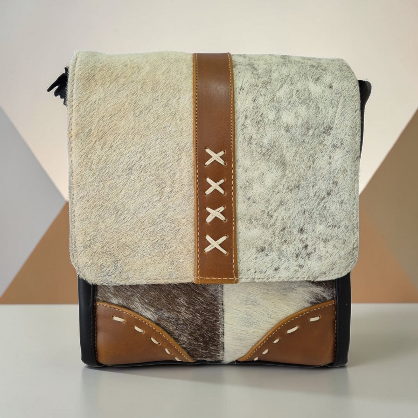 Bolsa Crossbody Bandolera de Piel con Pelo Natural