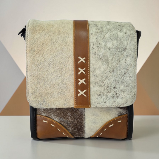 Bolsa Crossbody Bandolera de Piel con Pelo Natural