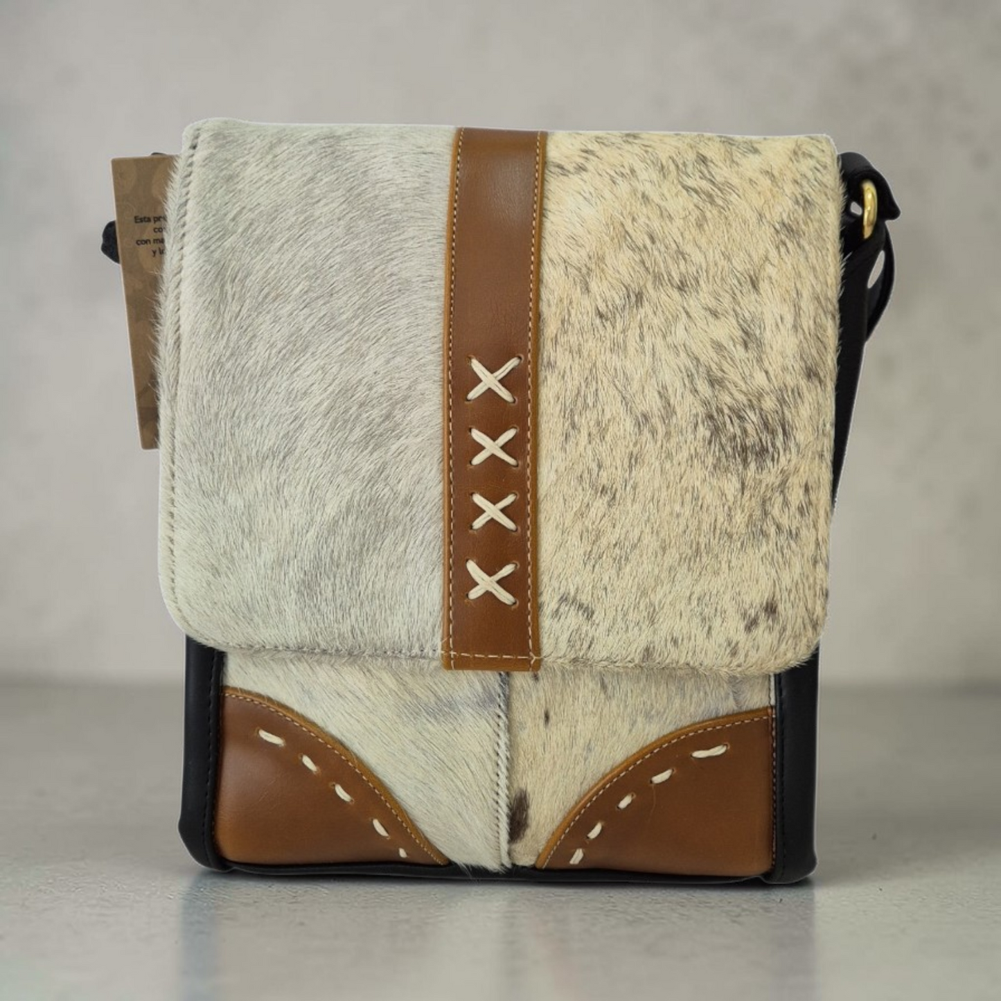 Handmade yellow backpack with natural fur and suede fringe