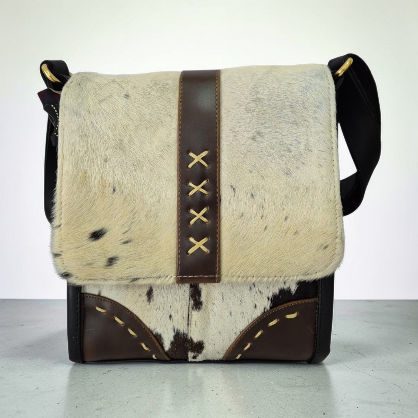 Bolsa Crossbody Bandolera de Piel con Pelo Natural Multitono Único