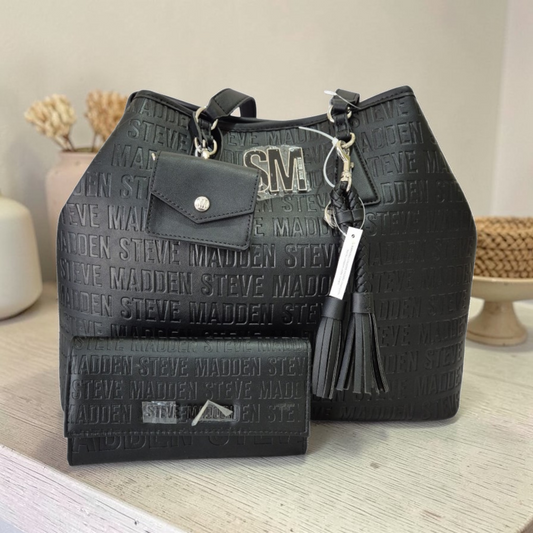 Bolsa Steve Madden negra con cartera a juego original