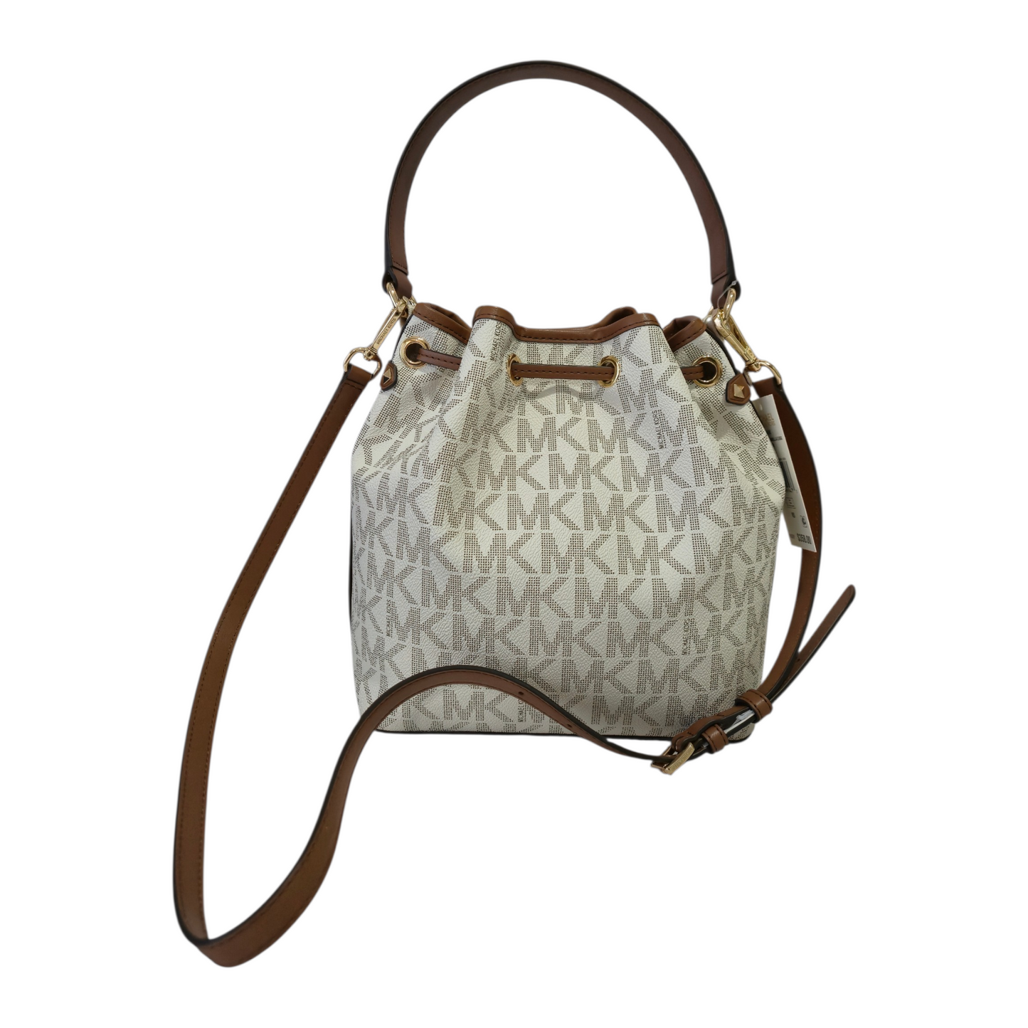 Bolsa Michael Kors Maeve bucket MK Signature vanilla café original