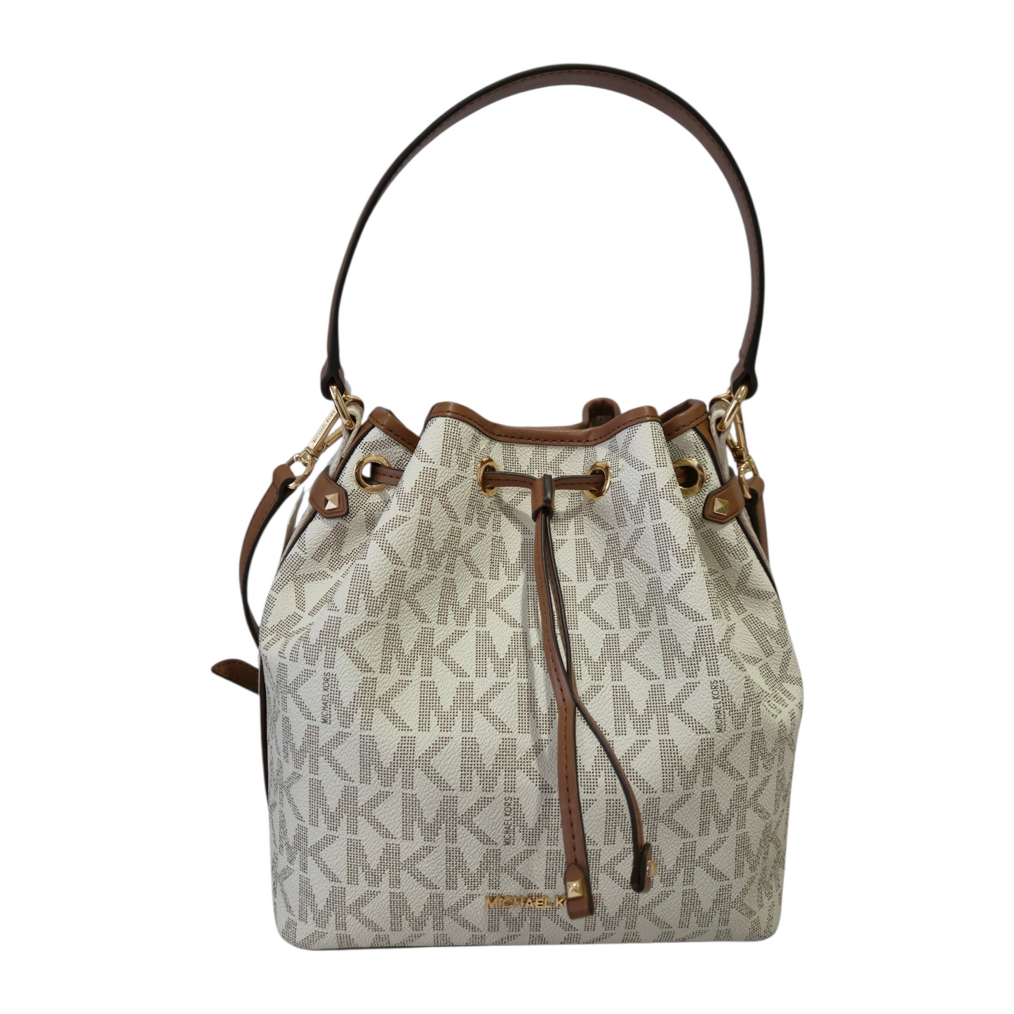 Bolsa Michael Kors Maeve bucket MK Signature vanilla café original