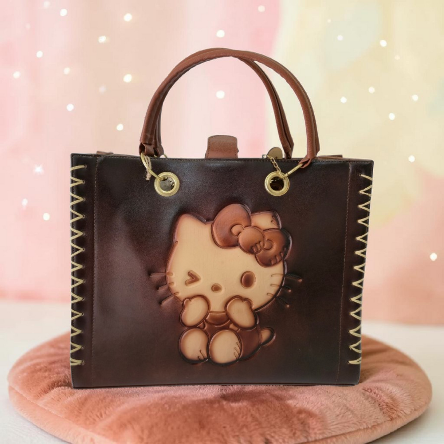 Bolsa Hello Kitty Satchel Artesanal Café Incluye Crossbody