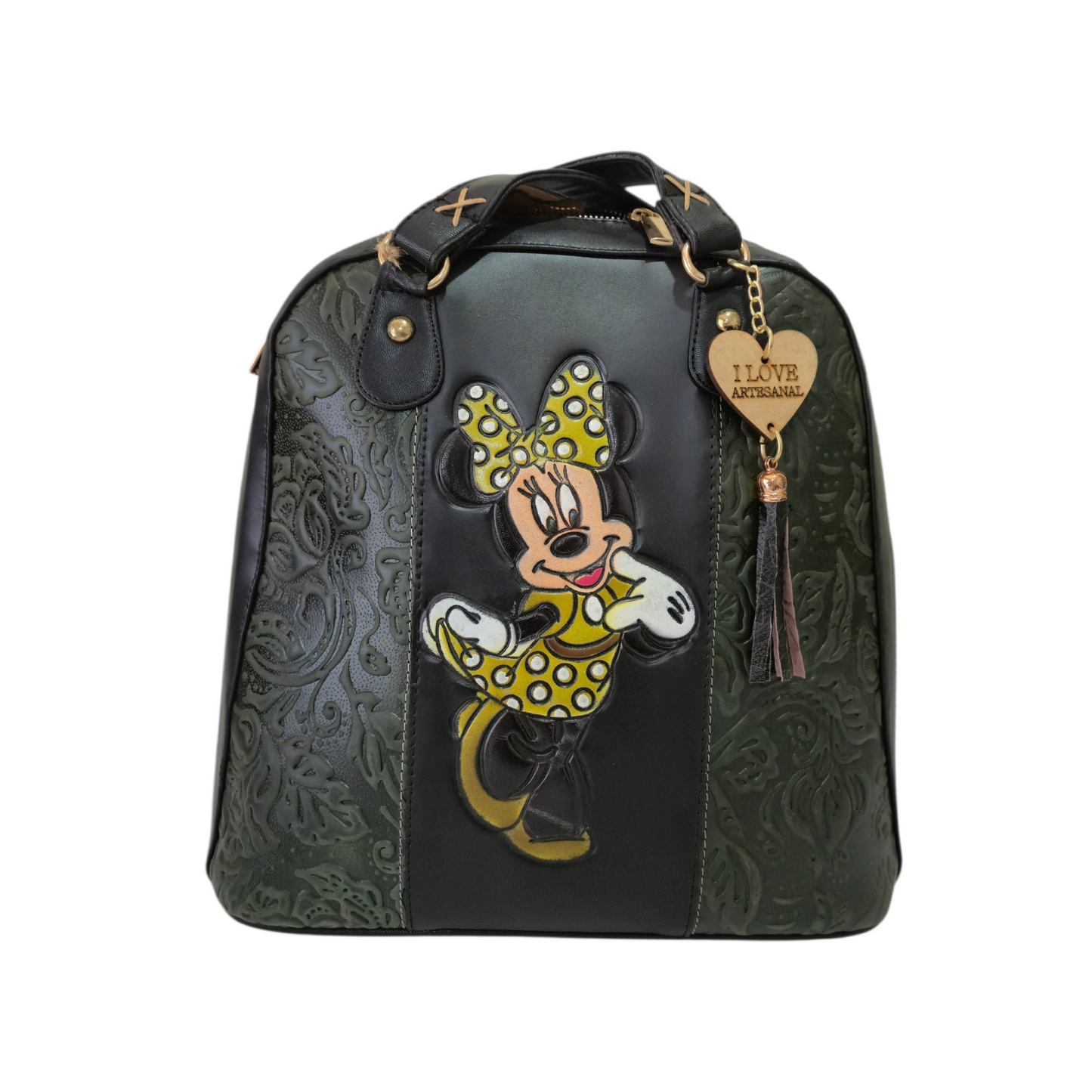 Black Backpack Bag with Artistic Butterfly + Matching Wallet