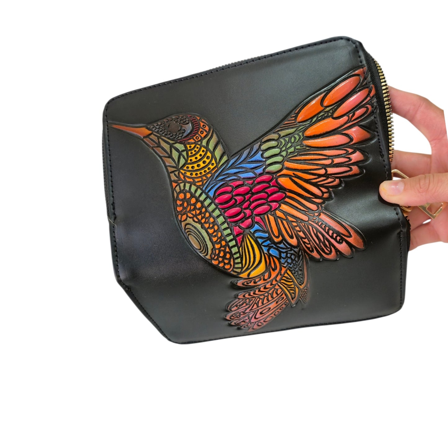 Set Bolsa Mochila Artesanal con Cartera, Diseño Colibrí Multicolor para Mujer