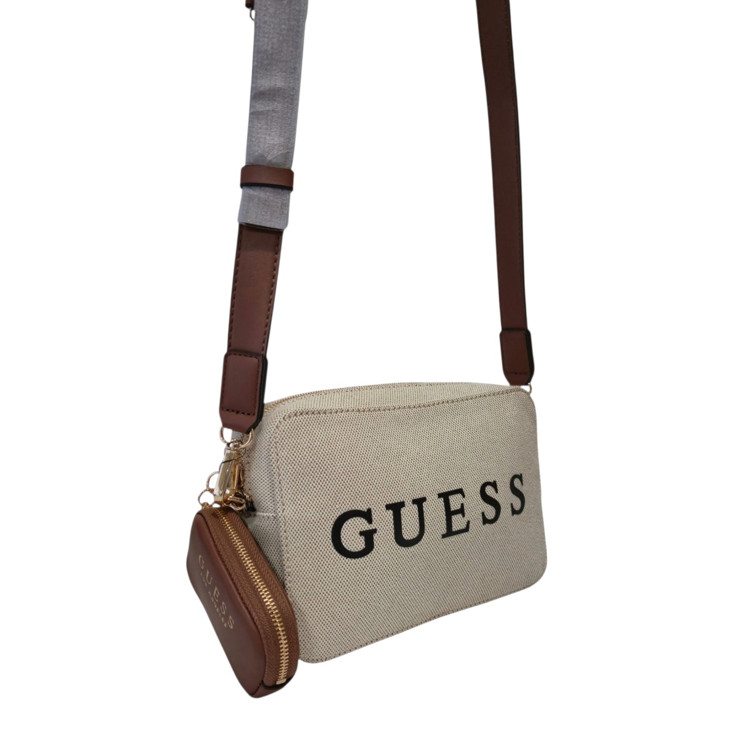 Bolsa Guess Beige Crossbody con Monedero y Correa Ajustable