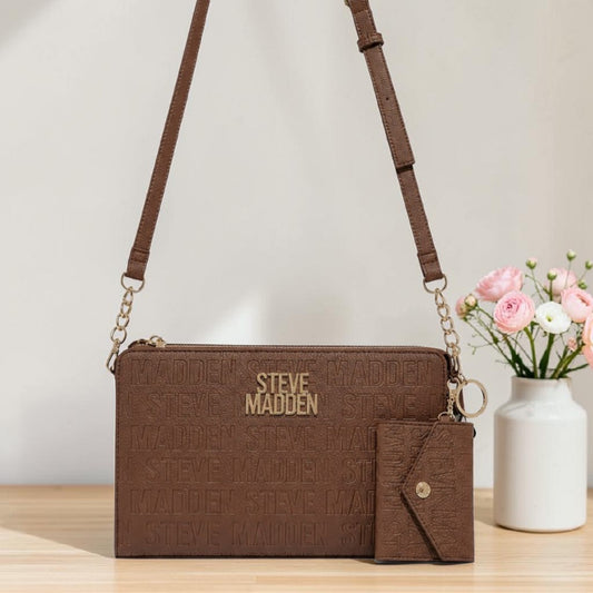 Bolsa Steve Madden Café con Monedero a Juego para Mujer