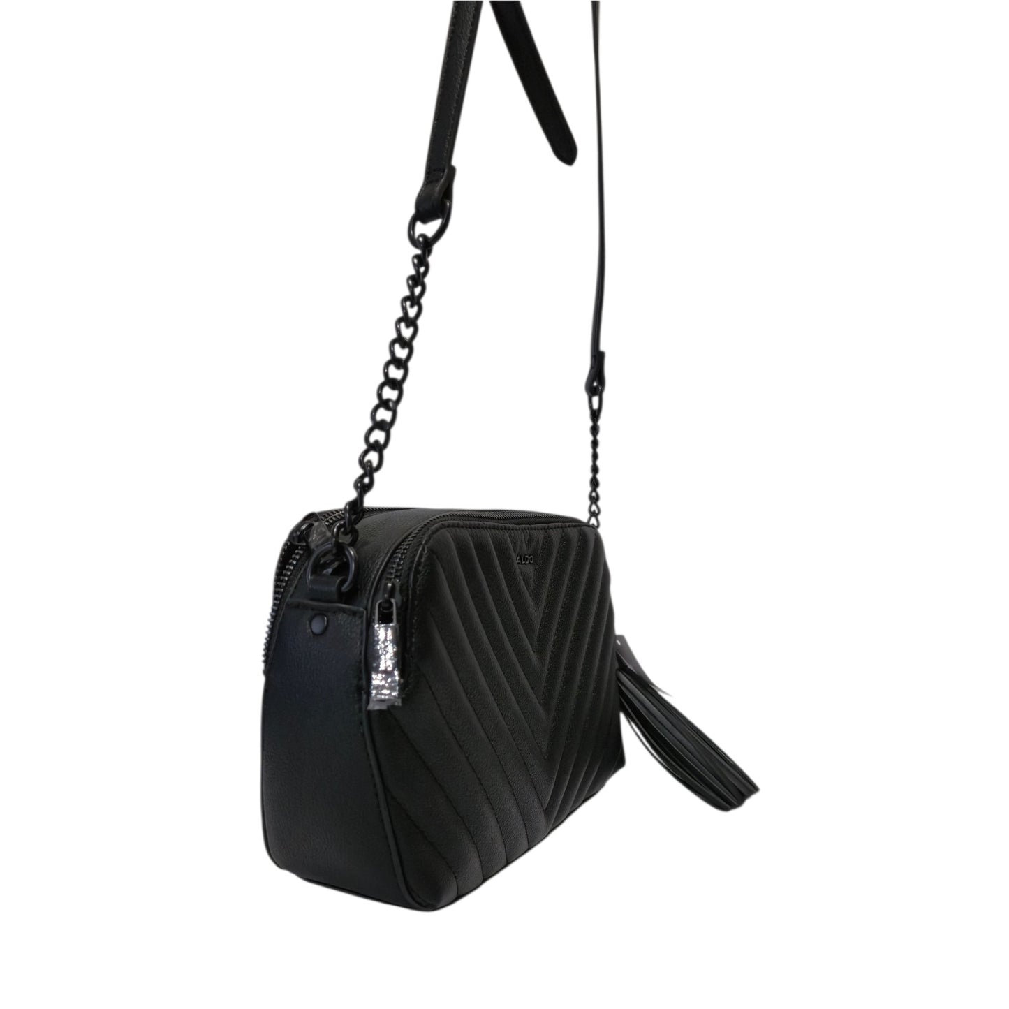Bolsa Aldo Negra Crossbody Acolchada con Dos Compartimentos