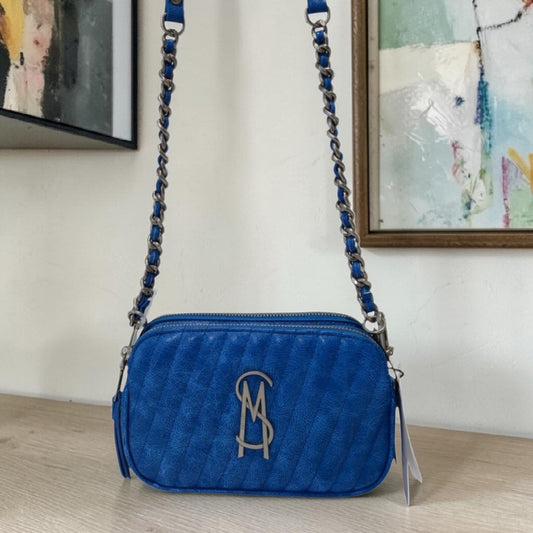 Bolsa Crossbody Steve Madden Azul Acolchada con Tres Compartimentos