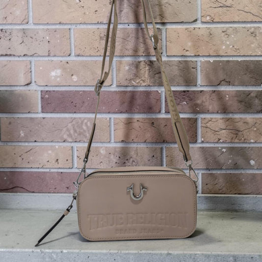 Bolsa Crossbody True Religion Beige con Dos Compartimentos