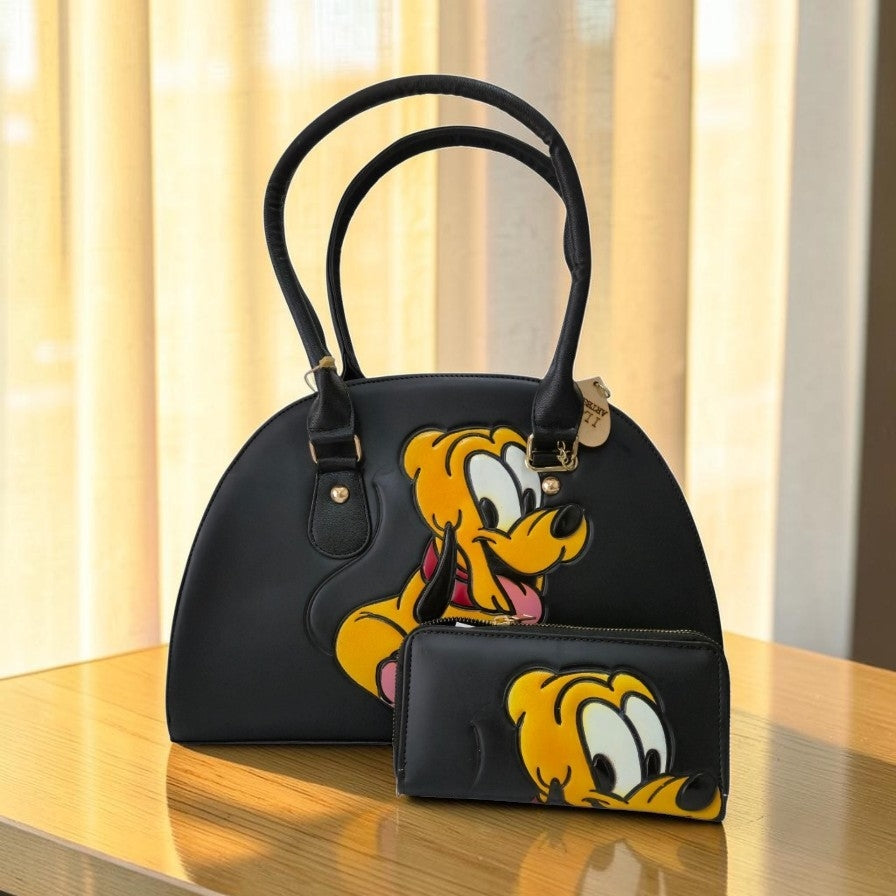 Bolsa de Mano para Mujer con Cartera | Diseño Inspirado en Pluto | Set de 2 Piezas