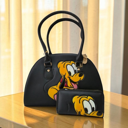 Bolsa de Mano para Mujer con Cartera | Diseño Inspirado en Pluto | Set de 2 Piezas